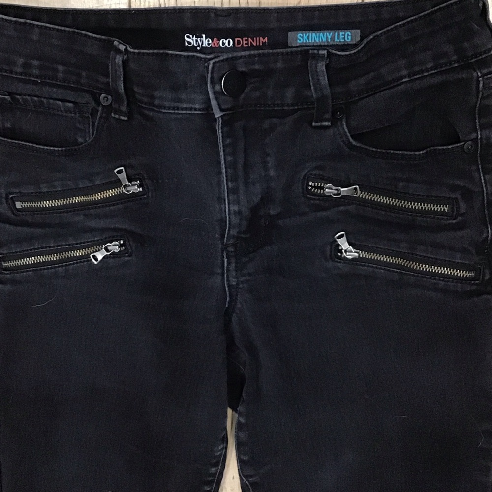 Style & Co. Women's Dark Skinny Jeans with Zipper Accents